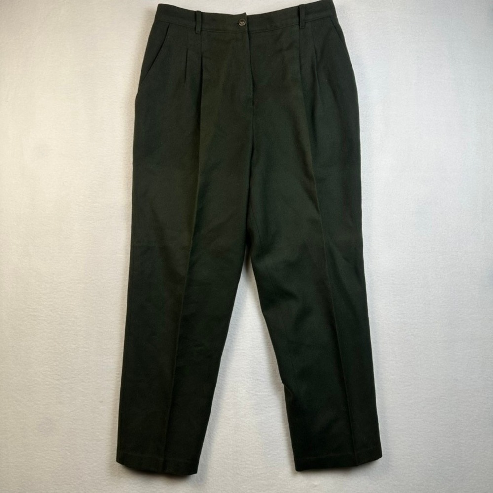 Sag Harbor Dress Pants Womens 14P Green Vintage Wool Pleated Career Trousers